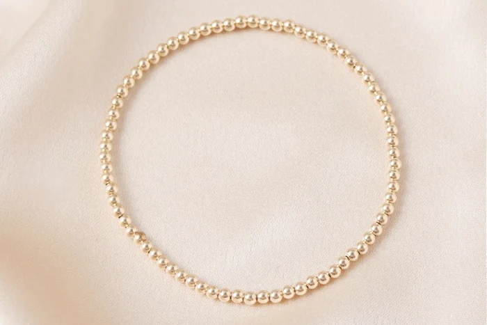 3-5mm Gold Beaded Stretchy Bracelet