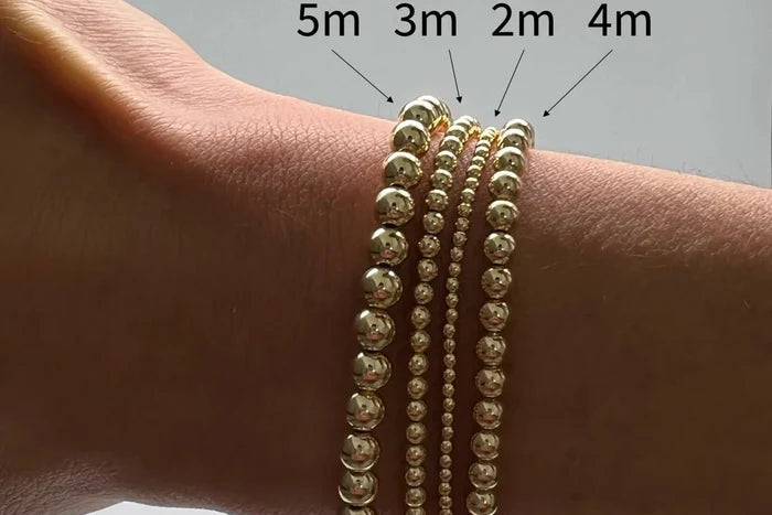 3-5mm Gold Beaded Stretchy Bracelet