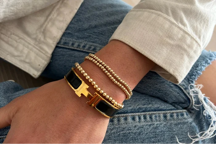 3-5mm Gold Beaded Stretchy Bracelet