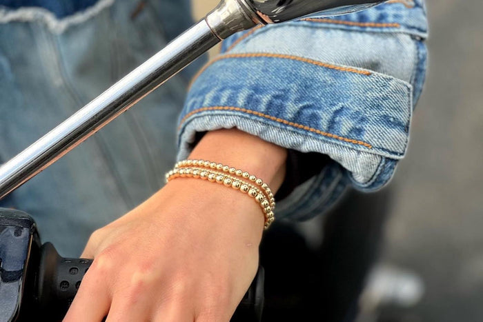 3-5mm Gold Beaded Stretchy Bracelet