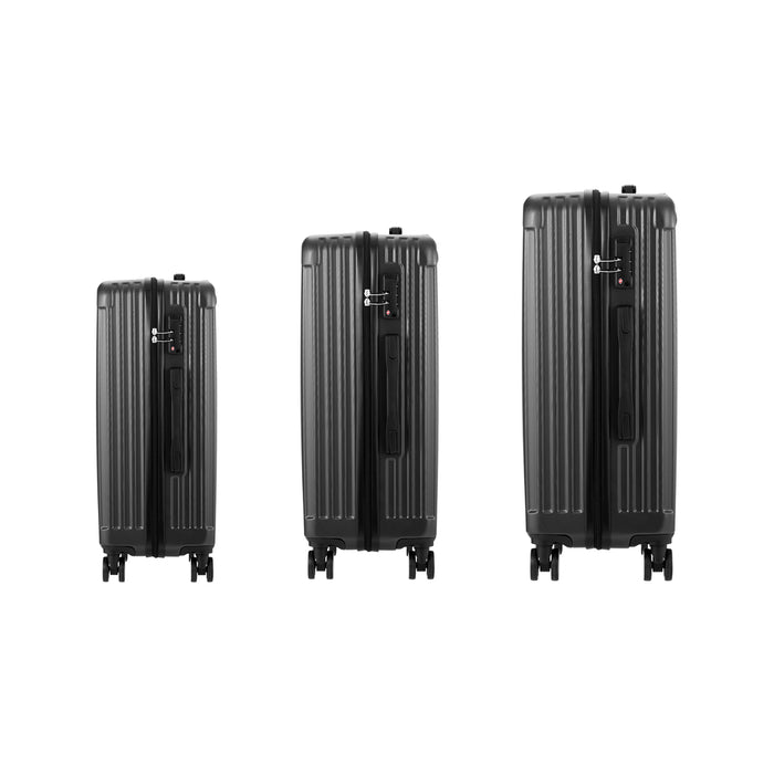 3 Piece Luggage Set Travel Case with TSA Lock ABS Grey