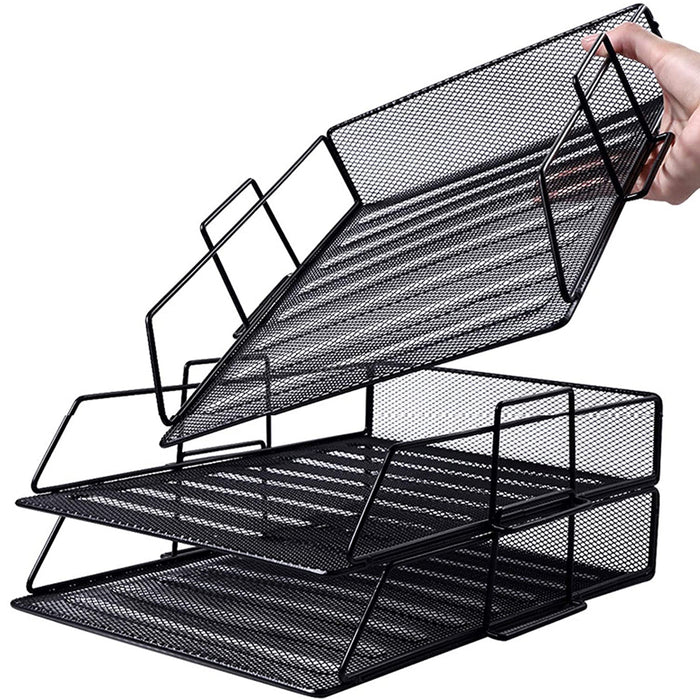 STORFEX 5-Layer Stackable Mesh File Storage Rack with Pen Holder