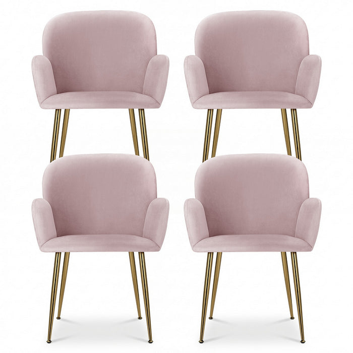 Artiss Dining Chairs Set of 4 Velvet Armchair Pink