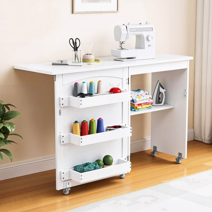 Artiss Folding Sewing Machine Desk Multi-functional Rolling Work Table Craft Station