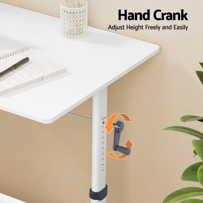 Artiss Manual Standing Desk Height Adjustable Workstation Computer Desks Study 100CM White