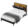 Artiss Queen Bed Frame LED Storage Headboard with Charging Station Black