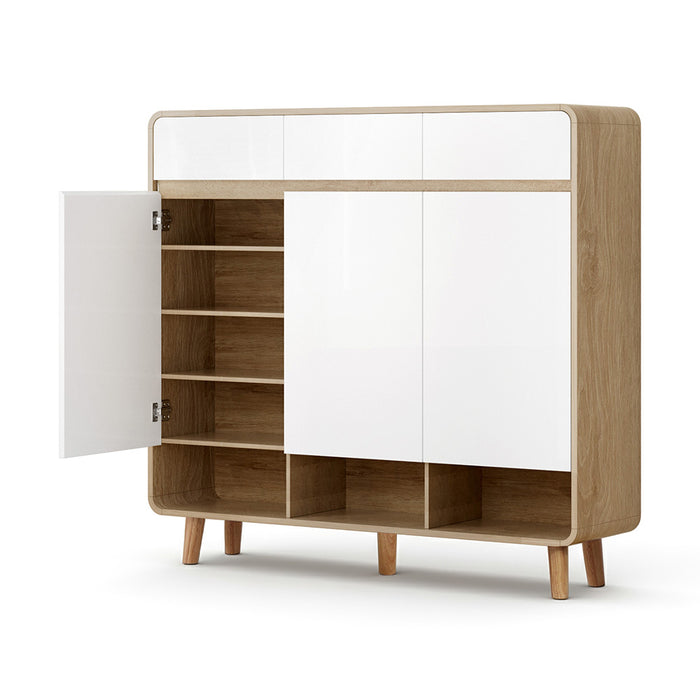 Artiss Shoe Rack Cabinet 25 Pairs Storage Cupboard Pine & White