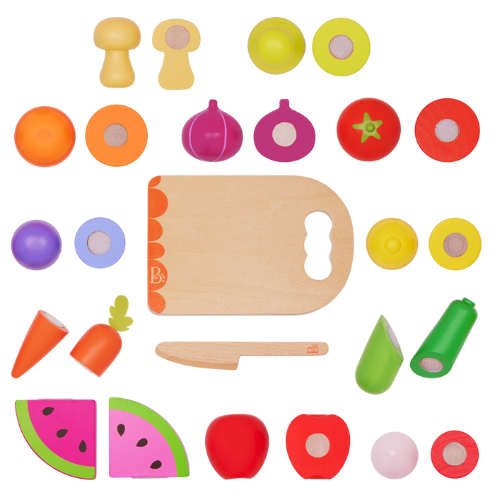 Wooden play food fruits and vegetables choppable for toddlers