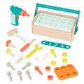 Toy tool box with tools.