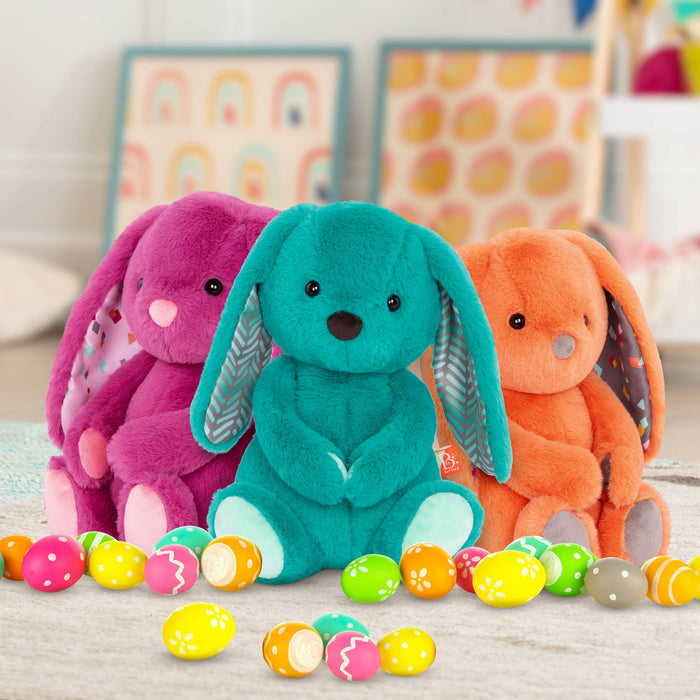 Teal plush bunny.