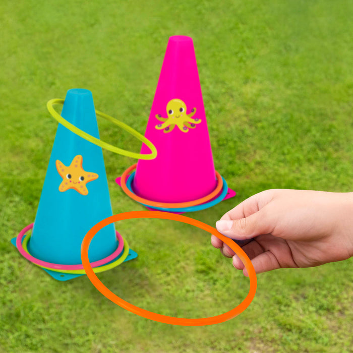 Ring toss & egg-and-spoon game set.