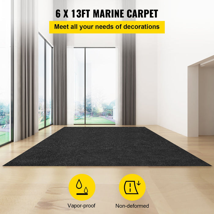 Bass Boat Carpet Cutpile Marine 6x13ft Charcoal Black Indoor Outdoor