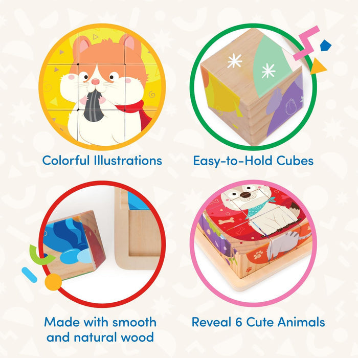 Battat - Puzzle 6 In 1 Cubes Pets