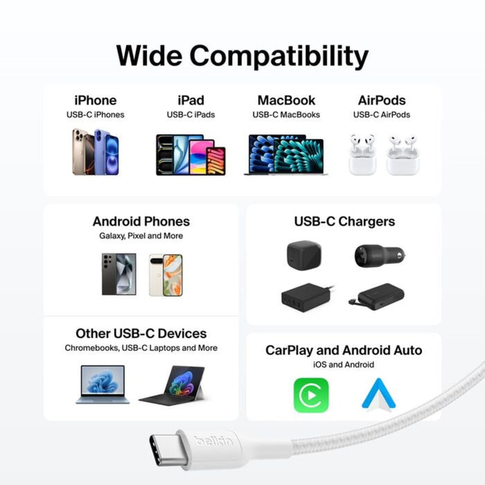 Belkin Boost Charge Pro USB-C to C 240W 2m Braided Cable