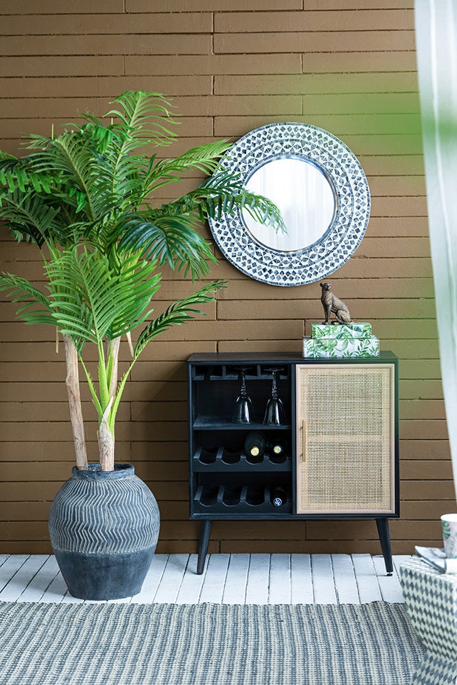 Carmoo Grey Cement Textured  44cm Pot – Chevron Design