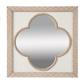 Clover Wall Mirror 50cm – Whitewash Quatrefoil with Wood Bead Trim