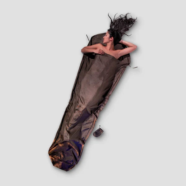 COCOON MummyLiner Silk sleeping bag liner packed with stuff sack