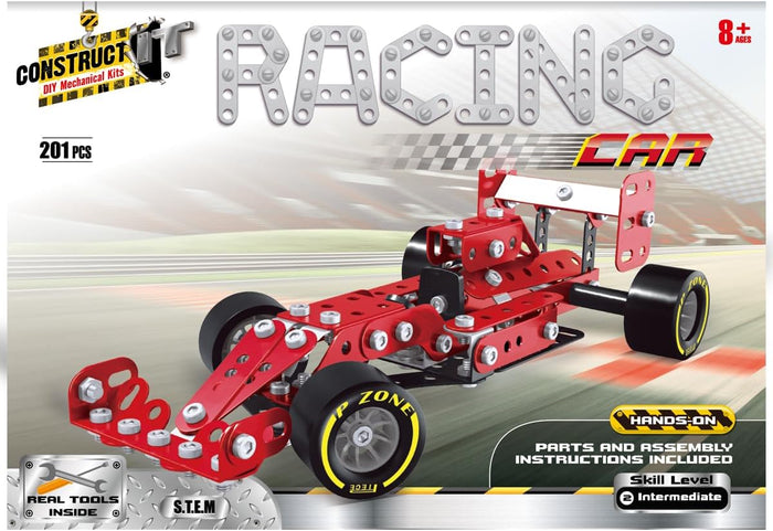Construct IT Red Racing Car - 201-Piece Construction Kit - Build Your Own Racing Car - STEM Education Toys for Ages 8+