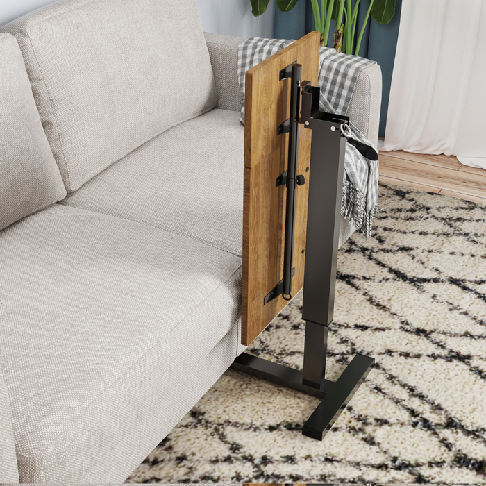 Split Top Tilting Adjustable Overbed Table with Wheels