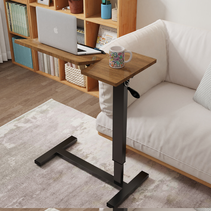Split Top Tilting Adjustable Overbed Table with Wheels