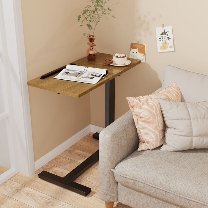 Split Top Tilting Adjustable Overbed Table with Wheels