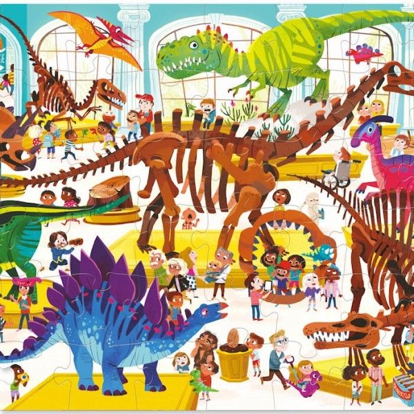 Crocodile Creek - Shaped Puzzle 48pcs - Day At The Museum Dinosaur