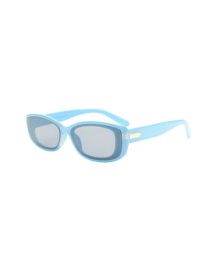 Blue frame sunglasses with gold details