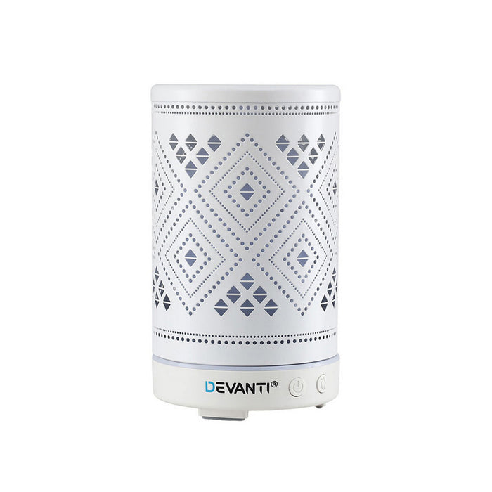 Devanti Ultrasonic Aroma Diffuser Aromatherapy 100ml LED Lights Iron Humidifier Forest