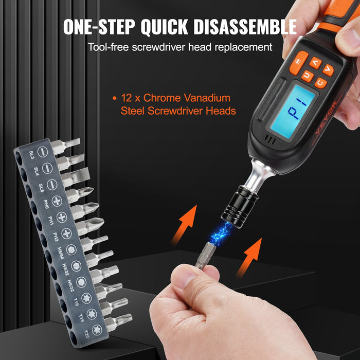 Digital Torque Screwdriver 1/4" 2.65-70.67in/lb 0.01N.m Increment