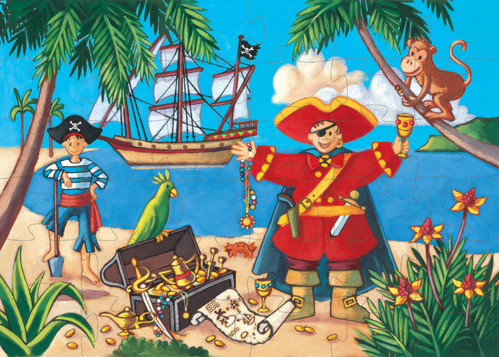Djeco - Puzzle Silhouette 36pcs - Pirate And Treasure