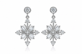 Drop Sterling Silver and CZ Snowflake Earrings