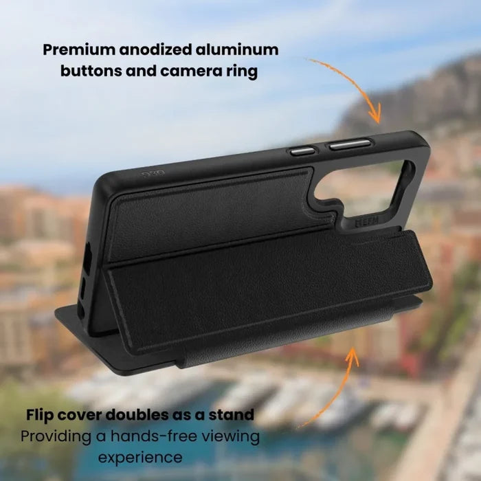 EFM Monaco Vegan Leather Wallet Case with D3O Bio for Samsung Galaxy S25+