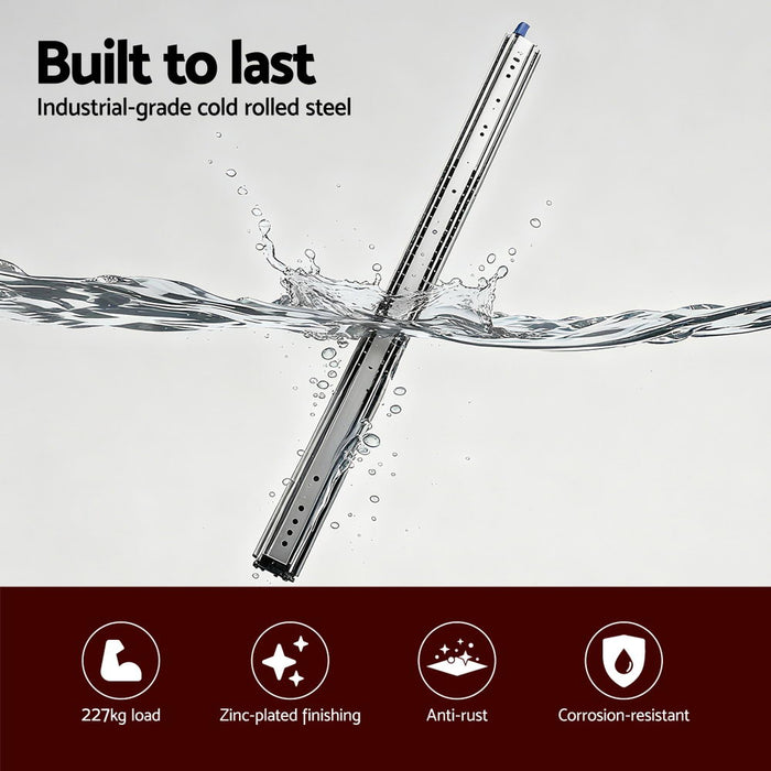 Giantz 2x Drawer Slides Full Extension Locking 227kg 1804-3608mm Length