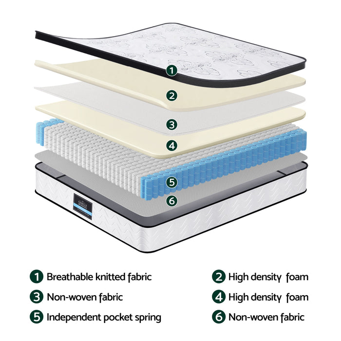Giselle Bedding 30cm Mattress Pocket Spring Medium Firm Foam Euro Top Double