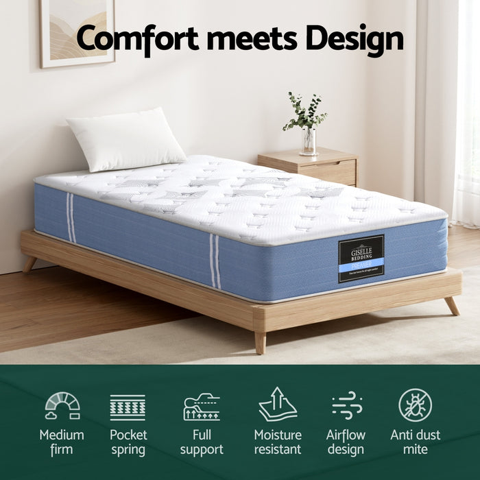Giselle Mattress King Single Bed Pocket Spring Mattresses - 25cm