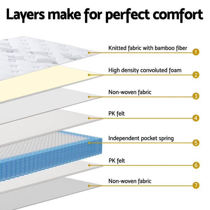 Giselle Mattress King Single Bed Pocket Spring Mattresses - 25cm