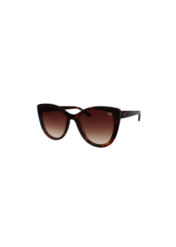 GRANDEUR sunglasses with gradient brown lenses and shiny brown tortoise acetate frame, offering 100% UV protection.