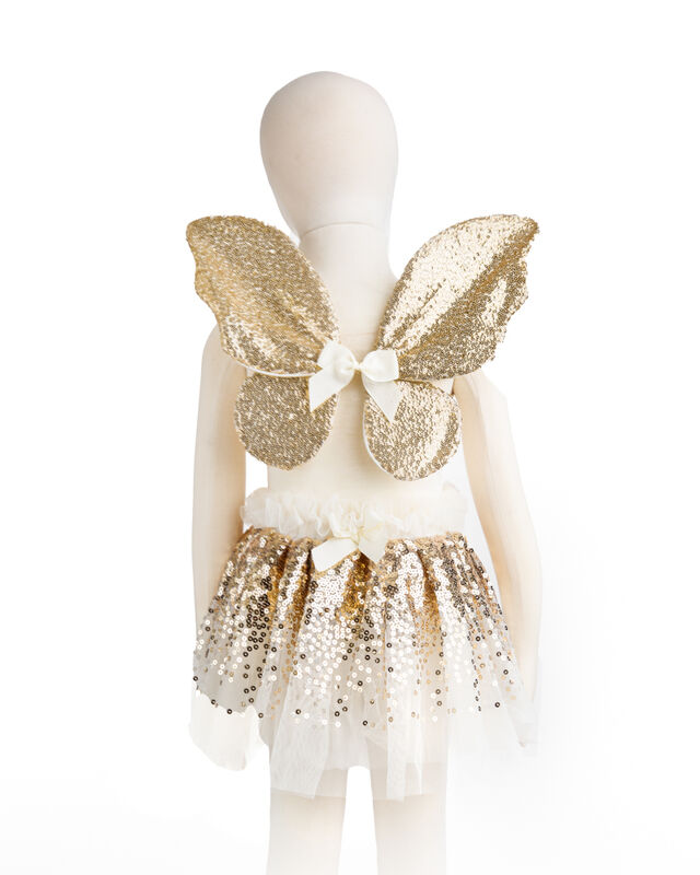 Great Pretenders - Gracious Gold Sequins Skirt, Wings & Wand Set -Size 4-6