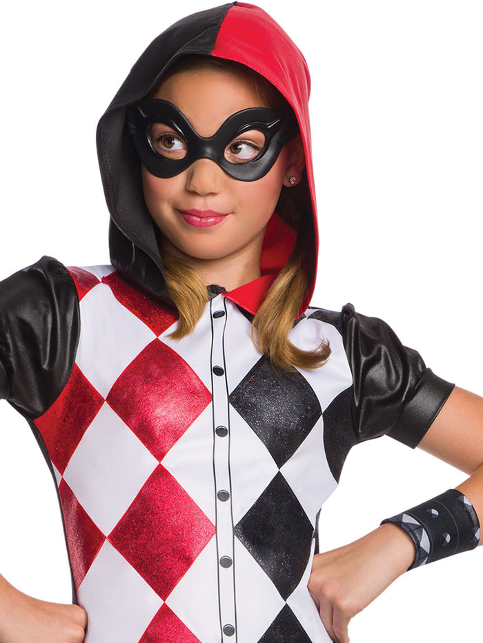 Harley Quinn Girls Hooded Tutu Dress Costume DC Comics Licensed – Red Black Colour