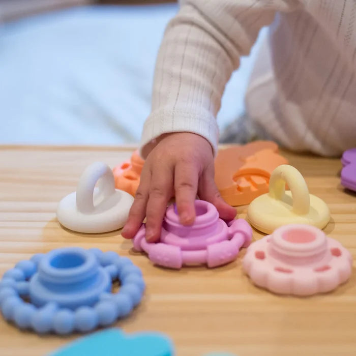 Jellystone - Rainbow Stacker Silicone Teething Toy Raspberry Ombre