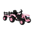 XL Kids Ride On Tractor 12V with Trailer Remote Pink and Black