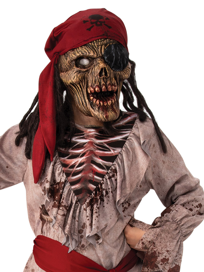Kids Skeleton Pirate Costume with Mask Tunic Pants Sash Halloween Outfit