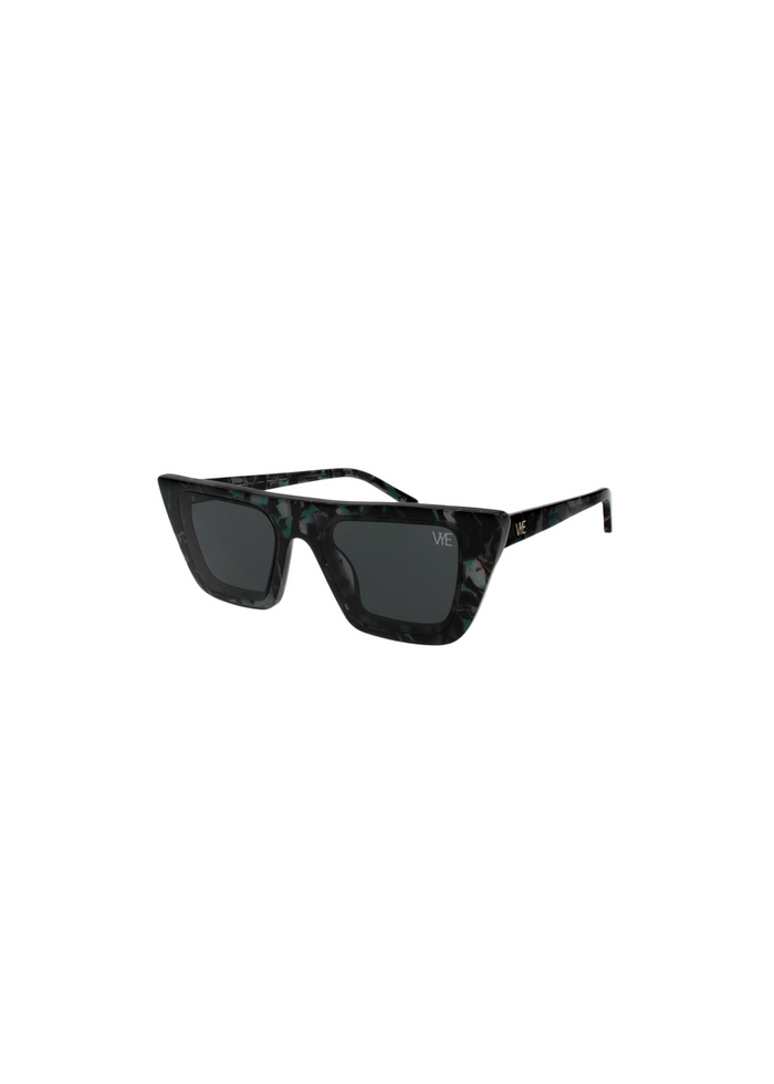 LEGENDARY micro sunglasses with solid smoke lenses and shiny green marble frame, 100% UV protection