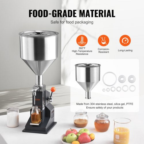 Manual Bottle Filler 5-100ml Adjustable Stainless Steel Liquid Filling Machine