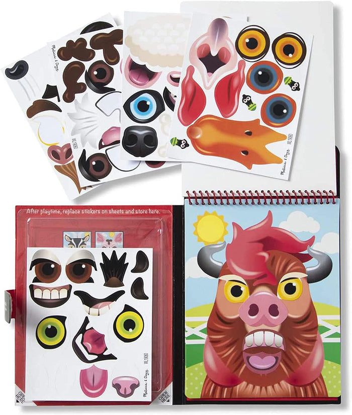 Melissa & Doug - Reusable Stickers Make A Face - Farm - On the Go Travel Activity