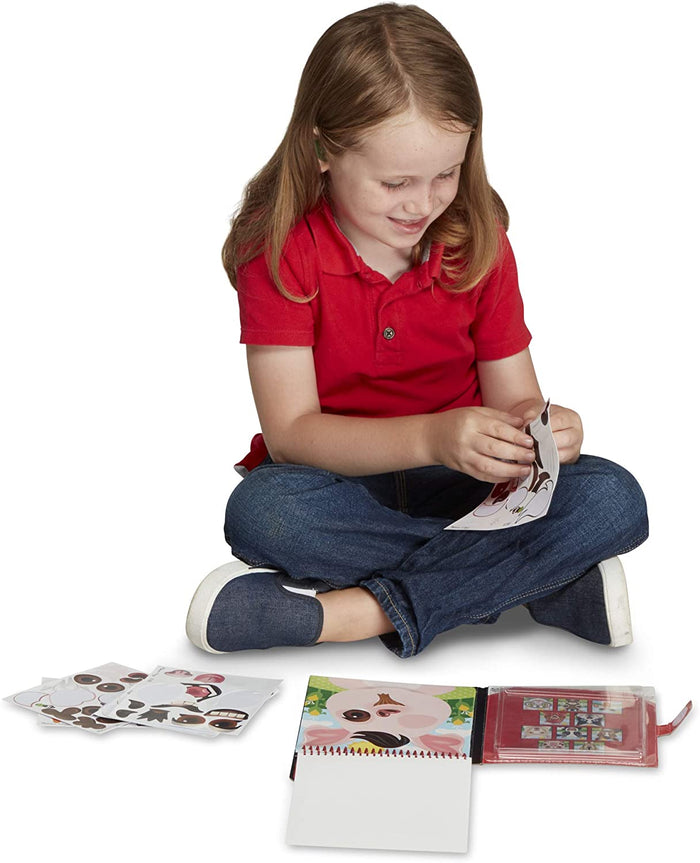 Melissa & Doug - Reusable Stickers Make A Face - Farm - On the Go Travel Activity