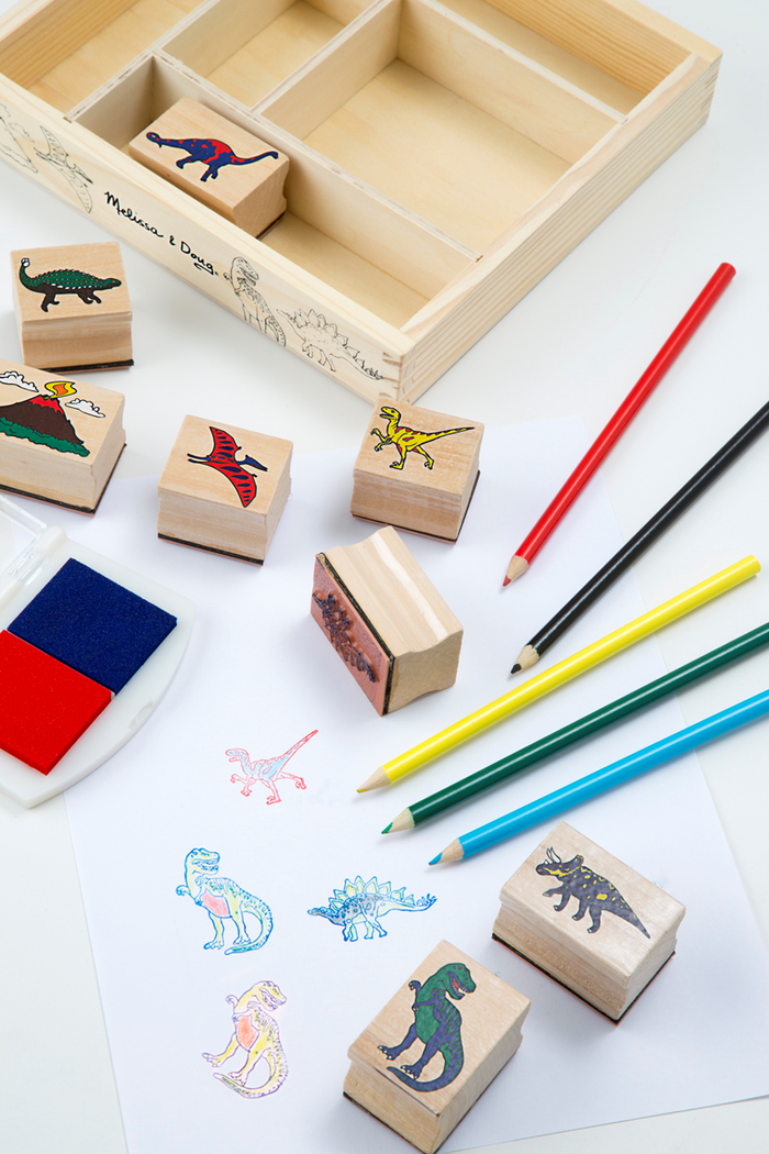 Melissa & Doug - Kids Wooden Dinosaur Stamp Set
