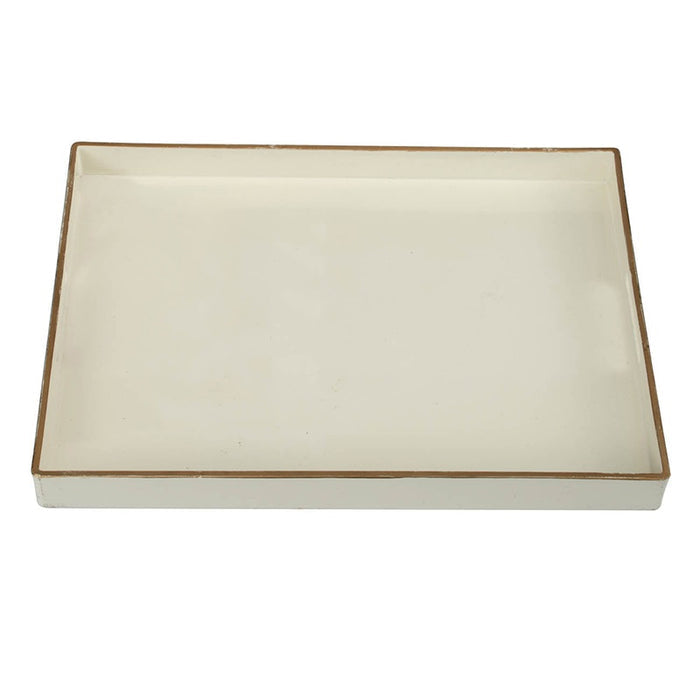 Mimosa Rectangle Tray White with Gold Trim – Decorative & Serving Tray
