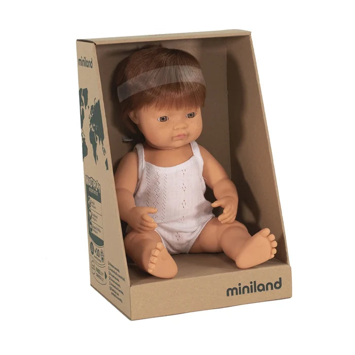 Miniland - Doll 38cm Caucasian Boy Red Haired In Box