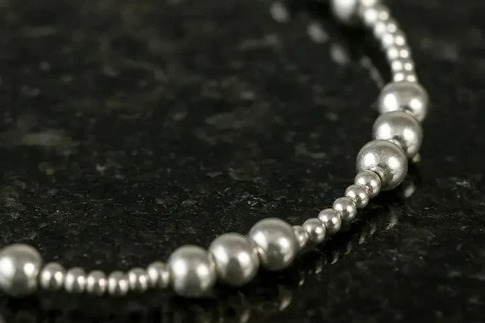 Multi-size Sterling Silver Beaded Stretchy Bracelet